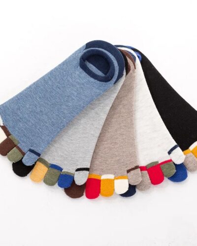 5 Pairs Men’s Five Toe Socks – Breathable Cotton Athletic Running & Casual Finger Socks