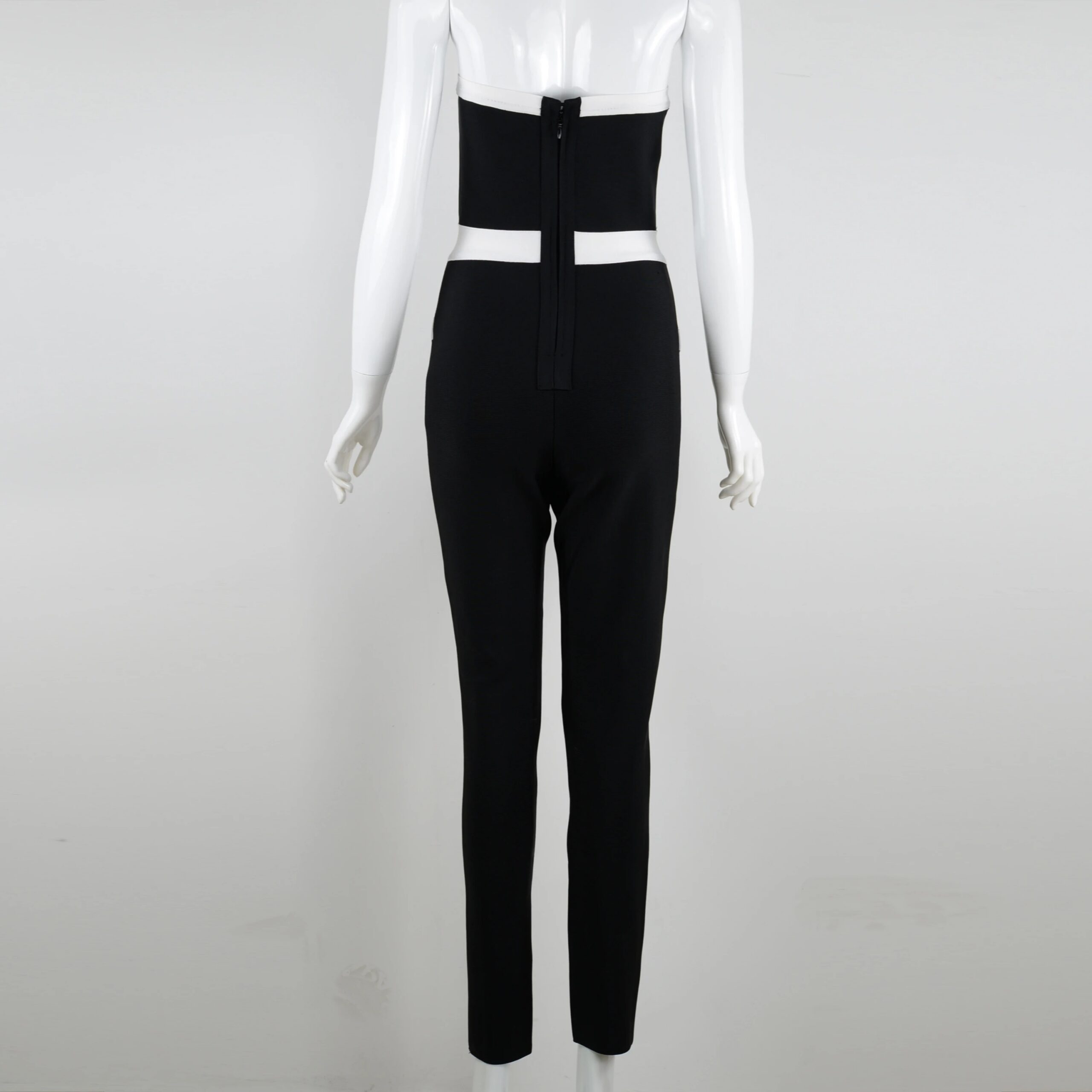 Women’s Black Strapless Bodycon Jumpsuit – Streetwear Bandage Skinny Romper - Image 2
