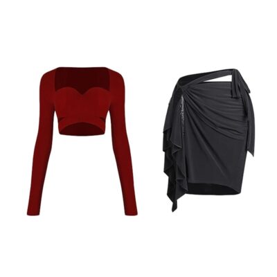 Kids Latin Dance Clothes Girls Long SLeeves Tops Hollow Out Fringe Skirt Cha Cha Rumba Samba Dance Practice Show Wear DNV19557
