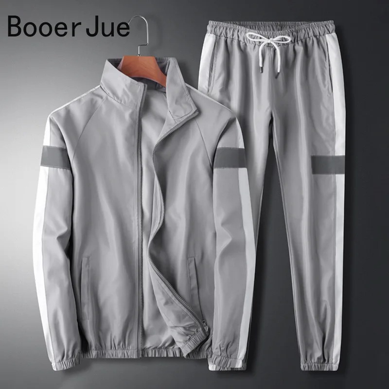 Men’s Reflective Hip Hop Tracksuit – Patchwork Sweatshirt & Pants 2-Piece Sports Suit - Image 4