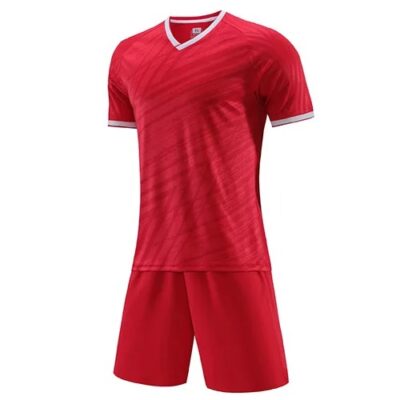 24–25 Football Team Club Red Jersey Suit (2pcs) – Men & Kids Soccer Uniform Set