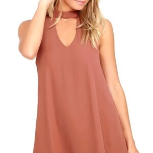 2025 White Sleeveless Slim A-Line Dress for Women | Choker Neck V-Neck Office Casual Dress