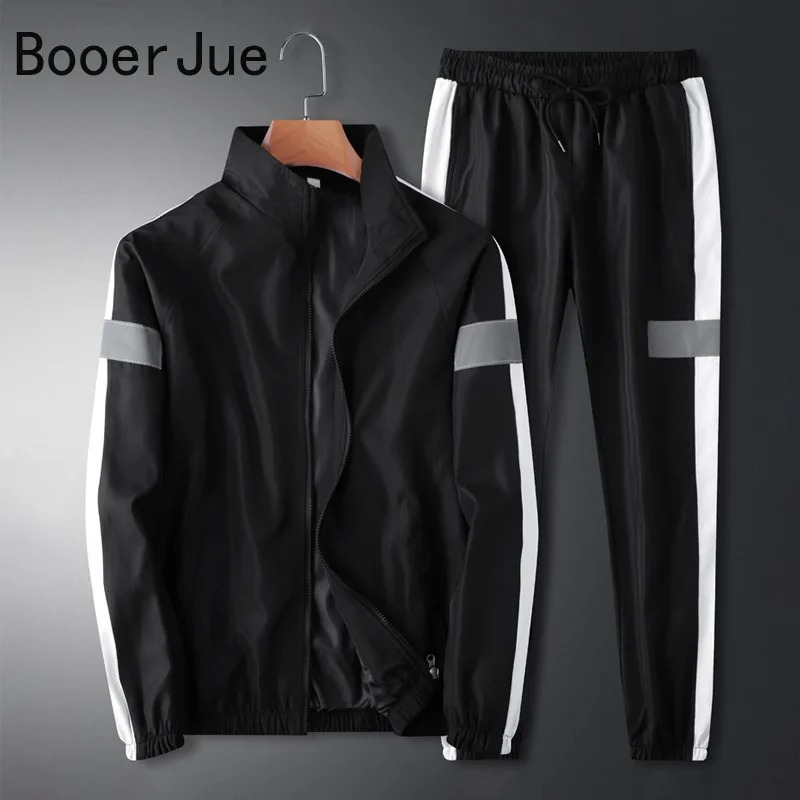 Men’s Reflective Hip Hop Tracksuit – Patchwork Sweatshirt & Pants 2-Piece Sports Suit - Image 2