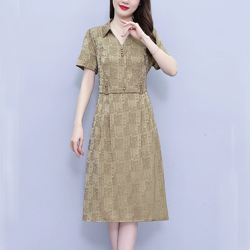 Women’s 2024 Red Silk Midi Dress | Short Sleeve Polo Collar Elegant Bodycon Party Dress - Image 2