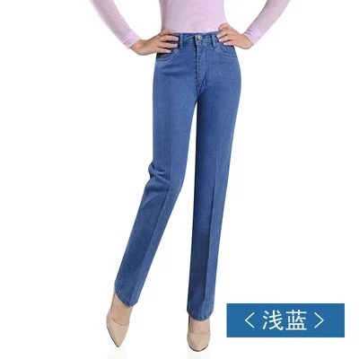 2025 Spring Summer High Waist Stretch Jeans for Women Large Size Straight Denim Trousers Casual Multi Pocket Pants - Image 8