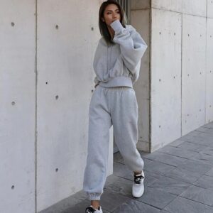 Women Fleece Tracksuit – Y2K Hoodie Sweatshirt Pants Set
