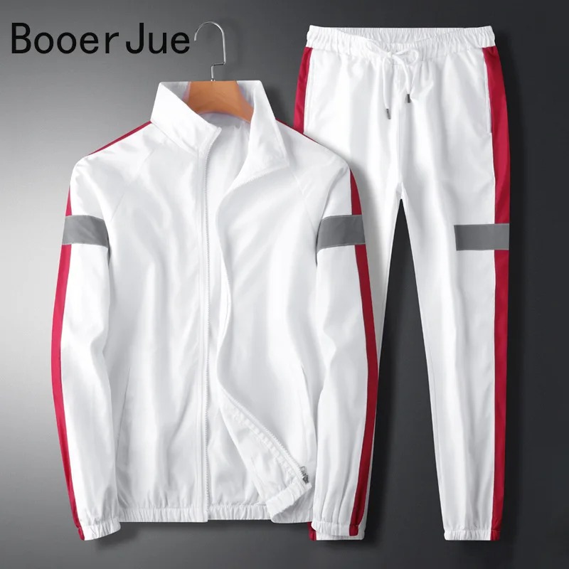 Men’s Reflective Hip Hop Tracksuit – Patchwork Sweatshirt & Pants 2-Piece Sports Suit - Image 3