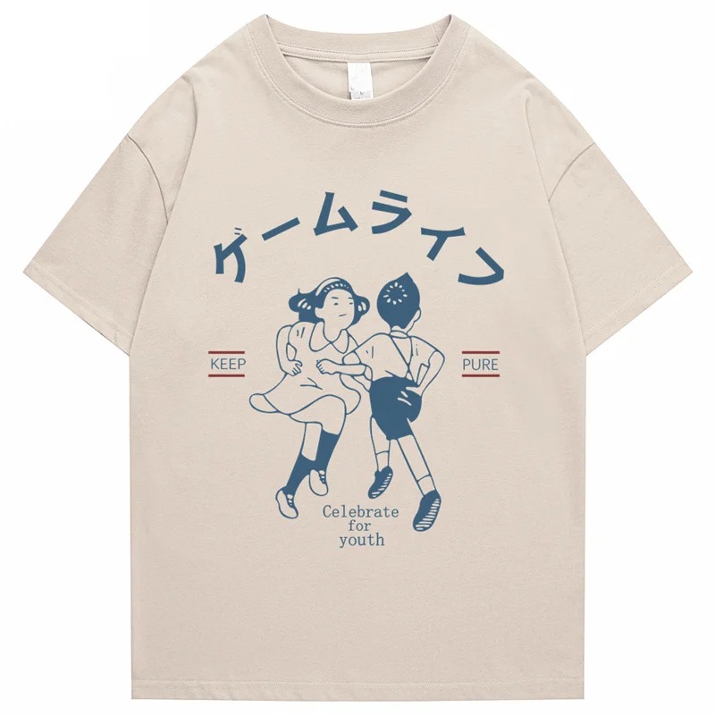 Men’s Harajuku Hip Hop T-Shirt Japanese Kanji Print Cotton Casual Streetwear Short Sleeve Tee - Image 5