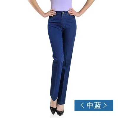2025 Spring Summer High Waist Stretch Jeans for Women Large Size Straight Denim Trousers Casual Multi Pocket Pants - Image 2