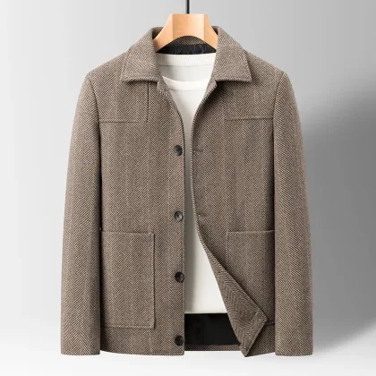 Classic Mens Office Dress Jackets Quality Casual Business Lapel Windbreak Coats Top Autumn Winter Blended Wool Jacket Streetwear