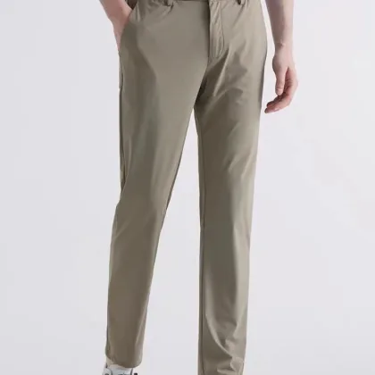 2022 New Summer Breathable Casual Pants Men Stretched Nylon Silk Cooling Slim Chinos Male Business Casual Straight Long Trousers