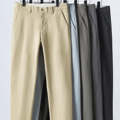 2025 New Summer Thin Ankle Length Pants Men Khaki Solid Color Jogger Outdoor Business Work Korean Taper Casual Trousers Male