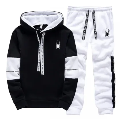 Men's Spring and Autumn Luxury Printed Sportswear Casual Fashion Sports Shirt+Sports Pants 2-piece Outdoor Sports Breathable Set