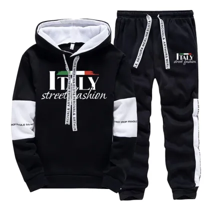 2025 Hot Sale Men's Tracksuit Hoodies and Sweatpants Fashion Italy Printed Pullover Streetwear Urban Trend Casual Sporty Wear