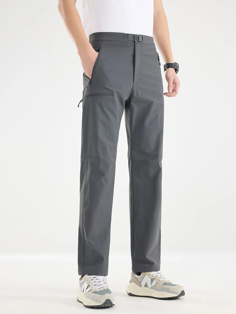 Men's Quick Dry Casual Pants with 4 Zip Pockets Outdoor Stretched Nylon Lightweight Golf Pants Slim Fit Walking Cargo Trousers