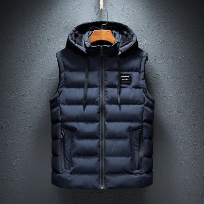 Vest Male Hooded Casual Loose Vest Jacket Mens New Autumn Warm Sleeveless Jacket Male Winter Casual Waistcoat Men Vest Plus Size