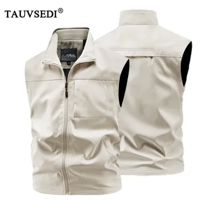 Men Outdoor Cargo Breathable Sleeveless Vest Mens Tactic Casual Fish Vests Coats Man Pockets Sport Loose Cardigan Vest Waistcoat