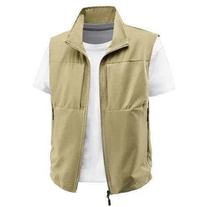 Men Outdoor Leisure Breathable Sleeveless Vest Men Solid Fishing Photography Waistcoat Tactical Casual High-Quality Vests Male