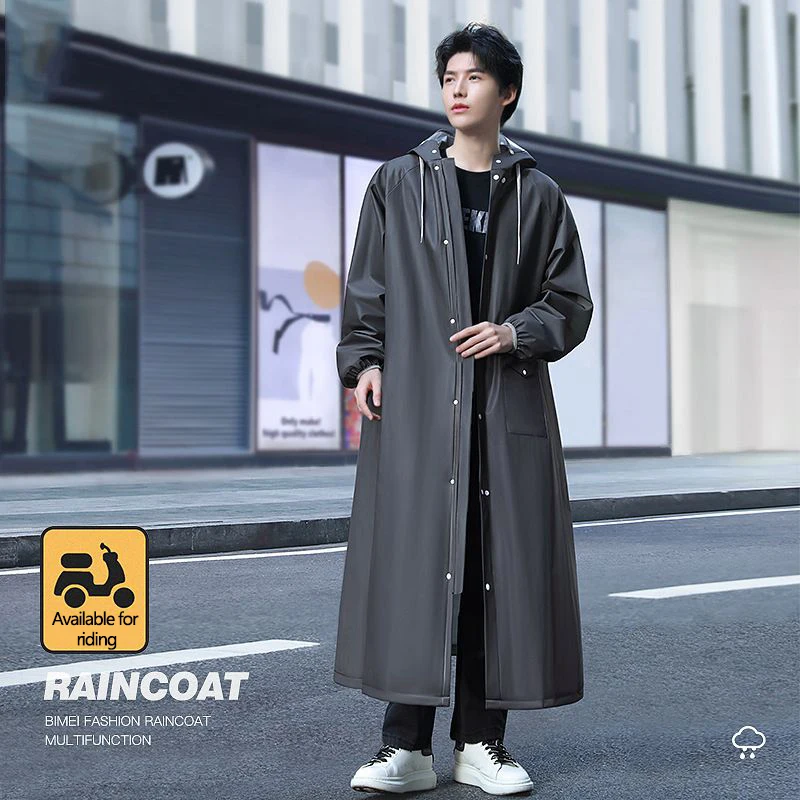 New Men's Raincoat Long Full MTB Road Bicycle Single Ride EVA Body Waterproof Raincoat Lengthen Brim Fashion Raincoat