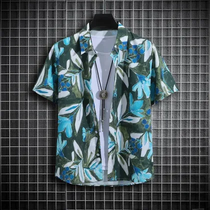Children's blouse Summer Vacation Floral Print Shirt Kids Boy Hawaiian Short Sleeve New Cool Tops Casual Children Girl Clothes ﻿
