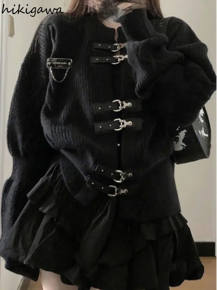 Korean Cardigan Jackets 2025 Women's Clothing Sueter De Mujer Fashion Knitwears Skirts Sets Sweater Coat Y2k Clothes Pull Femme