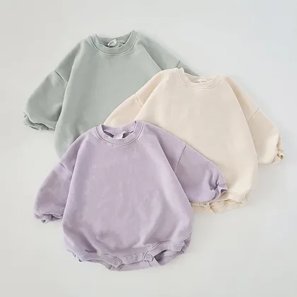 INS 0-24M Newborn Infant Baby Girl Boy Sweatshirt Romper Toddler Long Sleeve Basic Cotton Oversize Rompers Baby Clothes Jumpsuit