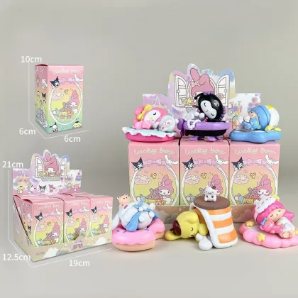 Sanrio Blind Box Sleep Safely Hello Kitty MyMelody Kuromi Pachacco Pompompurin Children's Toy Birthday Gift Christmas Decoration