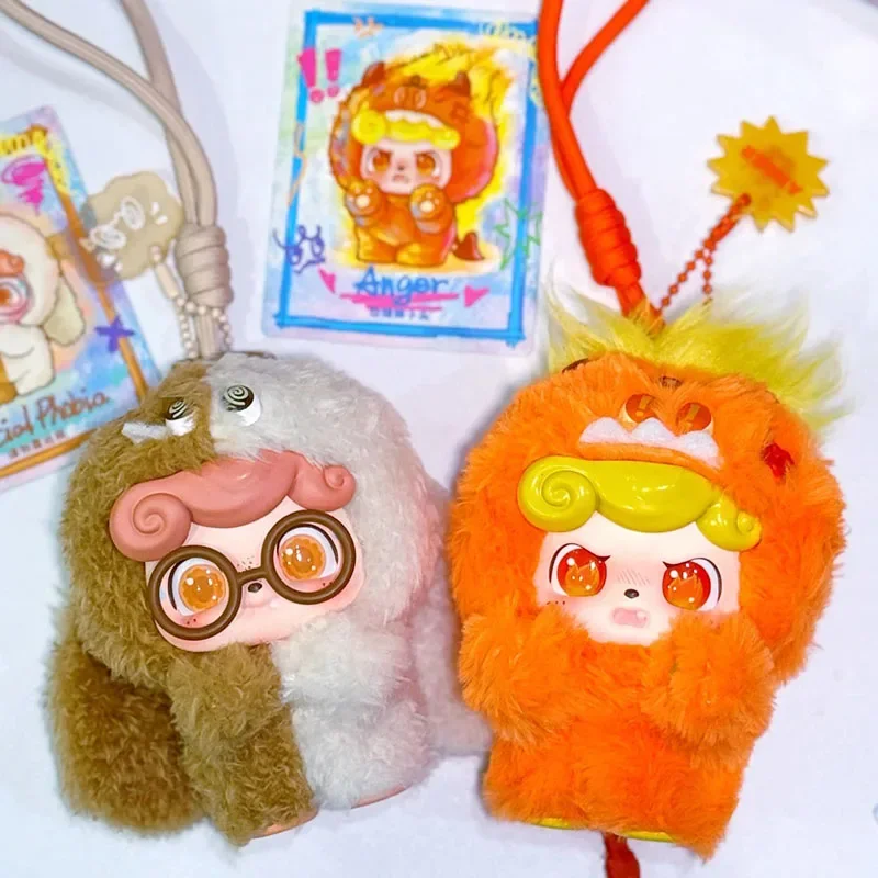 Q.Kid Mystery Boxes Emotional Furry Monster Plush Pendant Figurine Trendy Toy Collection Model Dolls Girl Bedroom Ornament Gift