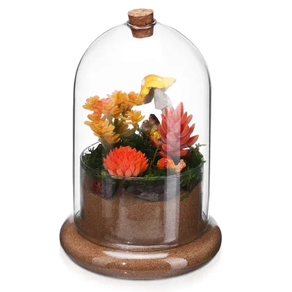 1PCS Clear Dome Glass Terrarium Moss Eternal Flower Vase Ecosystem Jar Succulent Planter Micro Landscape Container Home Office