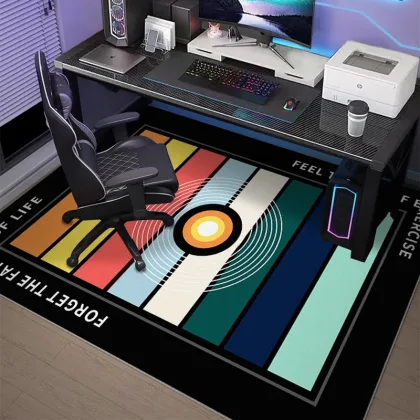 VIKAMA Gaming Room Carpet, Bedroom And Study Computer Swivel Chair Rug Home Soundproof And Anti-Slip Floor Mat, Home Decoration