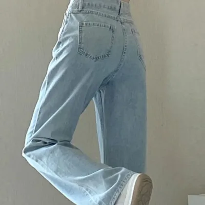 Spring And Summer New High Waisted Slim Jeans For Women Niche Casual Loose Thin Floor Pants Wide Leg Pants Trendy Pants