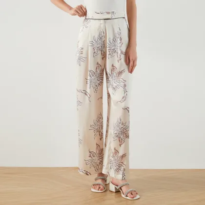 K1449W High Waist Wide Leg Pants Women Luxury Drawstring Casual Clothes Pants For Ladies Wide Leg Trousers For Women