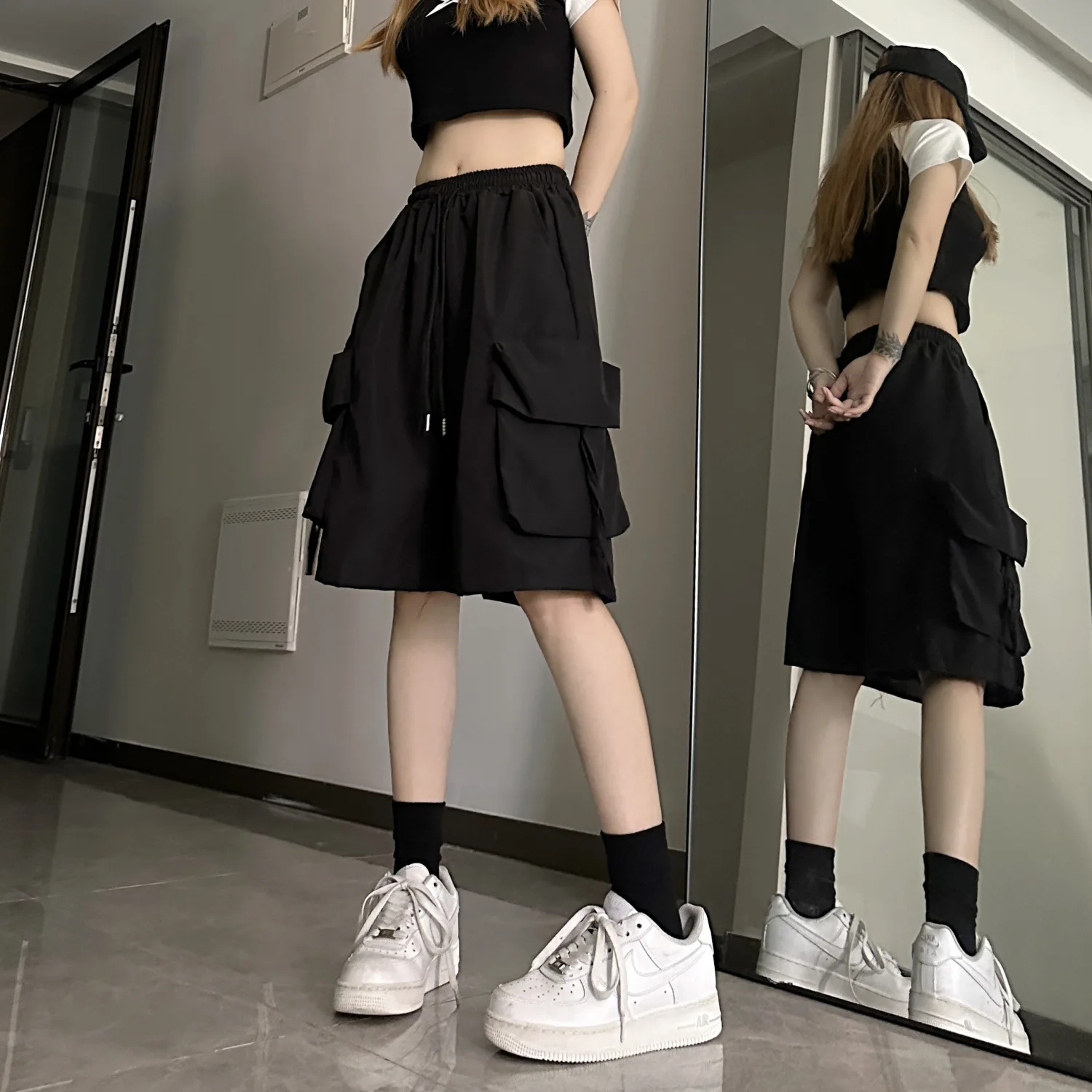 Sports shorts women's summer wide-leg casual quick-drying overalls five points