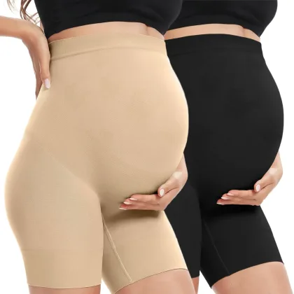 Secret Fit Shaper Panty - Seamless Maternity Shapewear for Dress, Belly Support, Prevent Thigh Chaffing