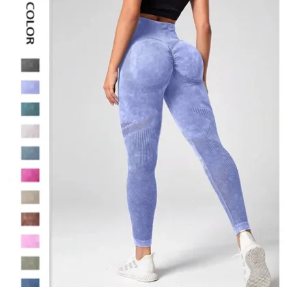 WOYYHO Athletic Pants Women Seamless Yoga Pants Mesh Sports Leggings High Waist Gym Tights Workout Squat Proof Pants