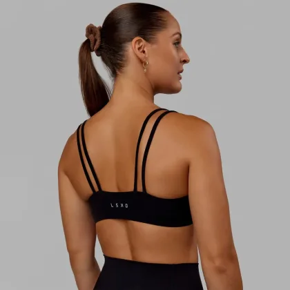 Lksd Vantage Sports Bra Women Buttery-soft Comfort Flat Straps Bonded Seams Fixed Padded Bras With Reflective LSKD Logo