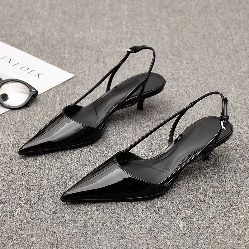 Women Pointed Toe Heels Shoes Sandals 2024 Dress Party Fashion Summer Slippers New Walking Flip Flops Pumps Slides