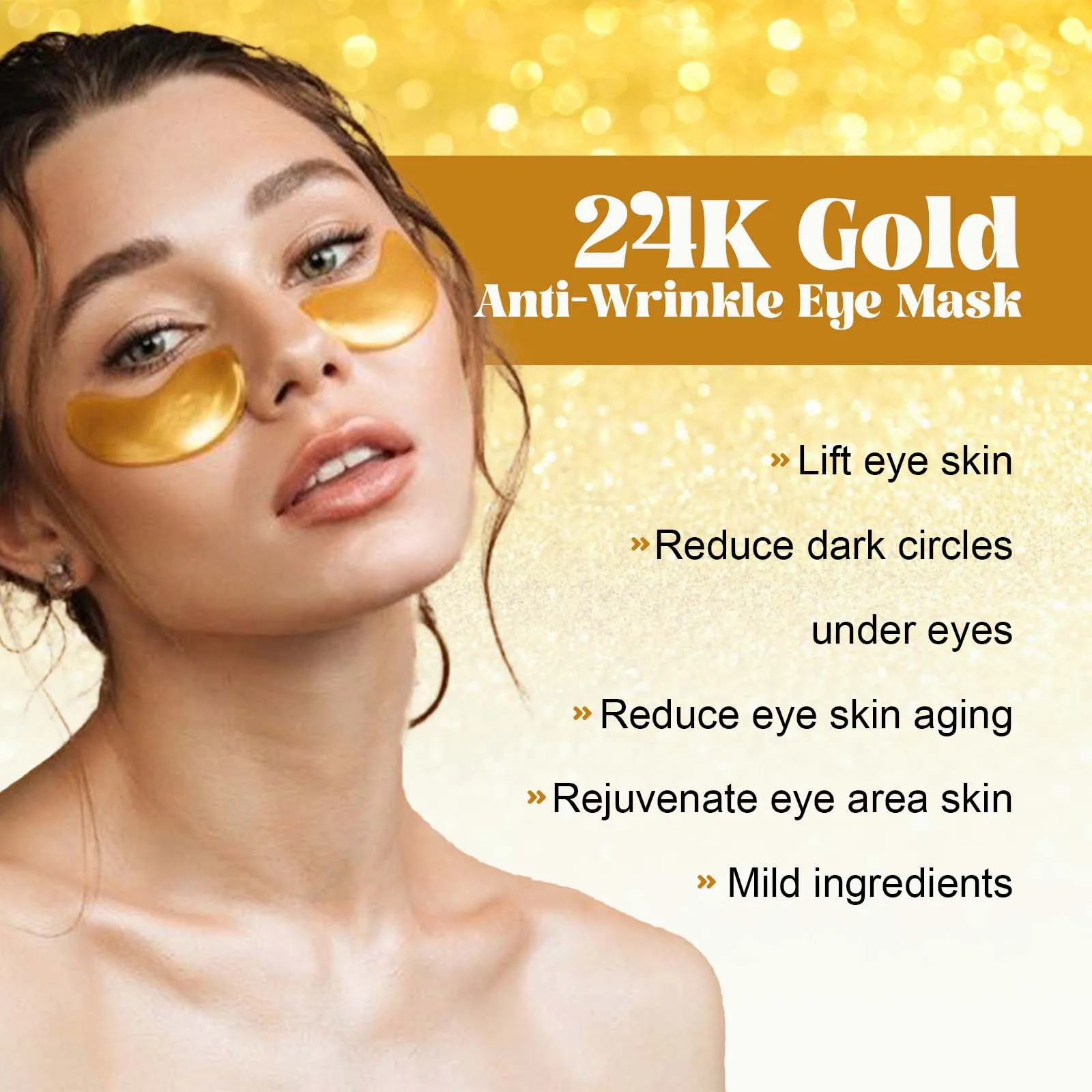 24k Gold Eye Mask Hydrating Moisturizing Fade Dark Circles Moisturizing Improving Eye Lines Brightening Eye Skin Care Eye Mask - Image 4