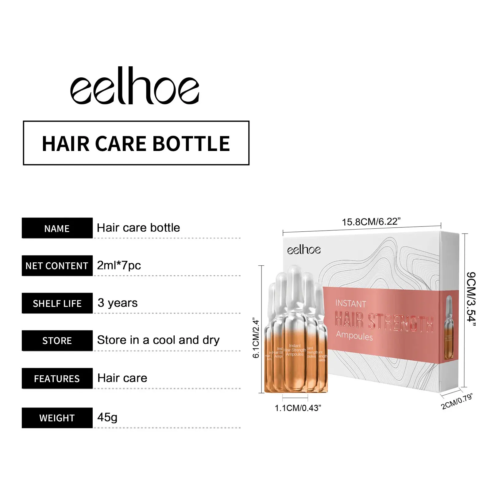 Eelhoe 2mlx7 Instant Hair Reborn Ampoules Anti Hair Loss Nourish Scalp Smooth Repair Regrowth Thicken Hair Strength Ampoules - Image 6