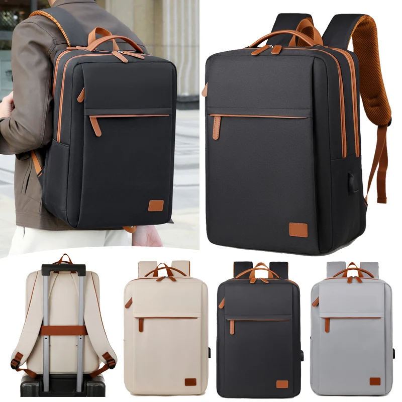 Large Capacity USB Charging Waterproof Backpack Unisex Business Laptop Backpack Stylish Lightweight Travel Bag Trolley Sleeve Sc - Image 2