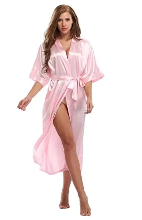 Women Silk Satin Long Wedding Bride Bridesmaid Robe Kimono Robe Feminino Bath Robe Large Size XXXL Peignoir Femme Sexy Bathrobe - Image 6
