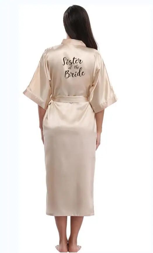 Bridesmaid champagne Large Plain Mother Bride Kimono Silk Satin Lace Night Dress Gown Wedding Robes Bathrobe Ladies Robe - Image 2