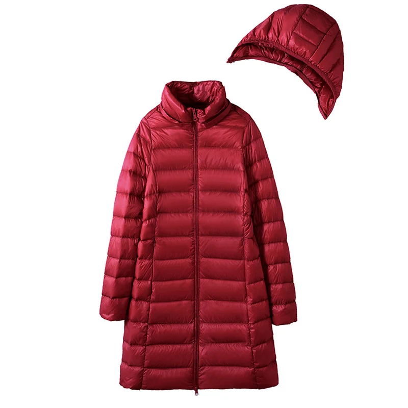 0-10℃ Hood Detachable Winter Coat for Women 2024 Female Puffer Down Jacket Portable Ultralight Long Feather Coat Chaqueta Mujer - Image 3