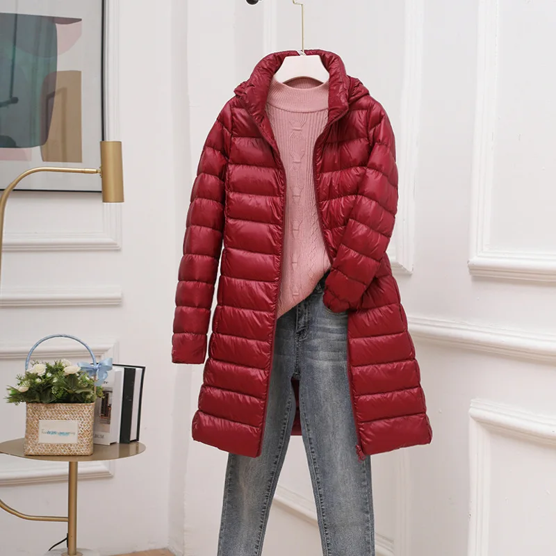 0-10℃ Hood Detachable Winter Coat for Women 2024 Female Puffer Down Jacket Portable Ultralight Long Feather Coat Chaqueta Mujer - Image 5