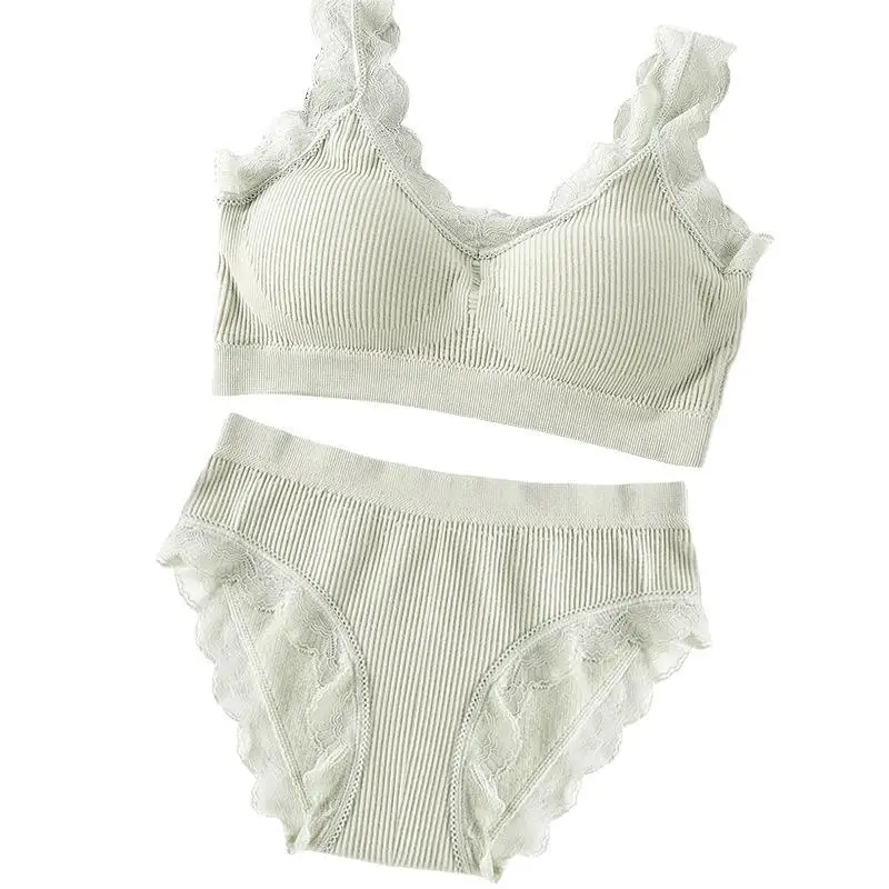 Newest Sexy Lace Underwear Set Padded Bra Set Without Steel Ring Solid Women's Underwear Brassiere Comfortable Fitness Crop Top - Image 4
