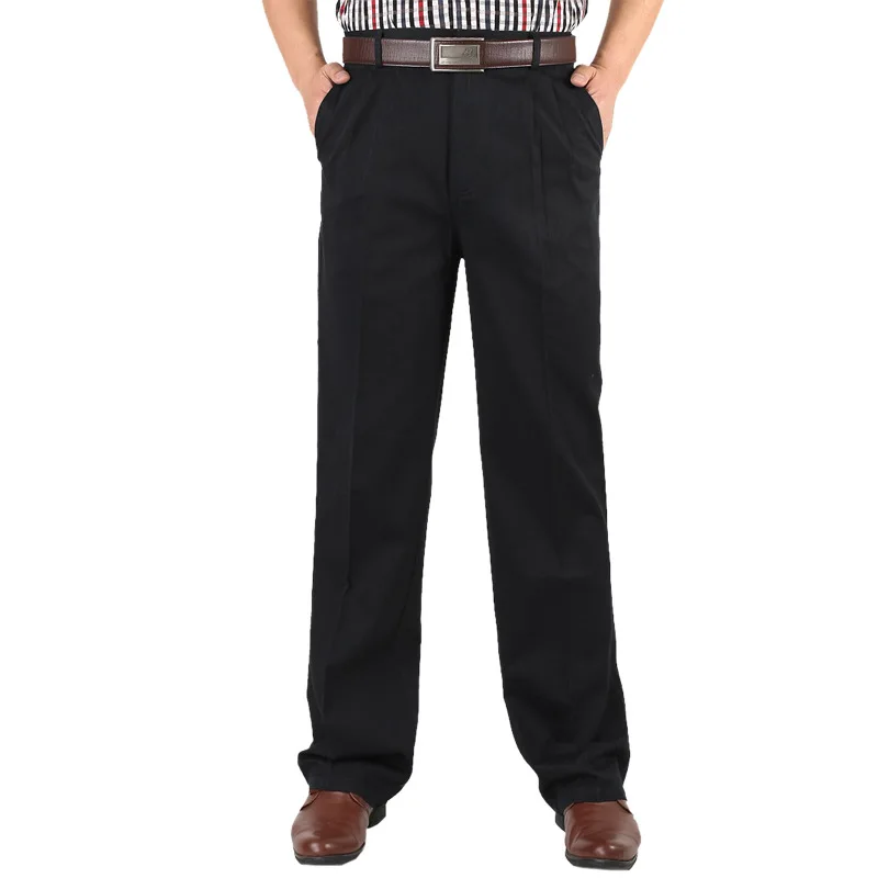 Men's Casual Trousers Men Pants Male Brand Solid Color High Waist Loose Pure Cotton Double Pleat Wrinkle Pant YGSHA65 - Image 5