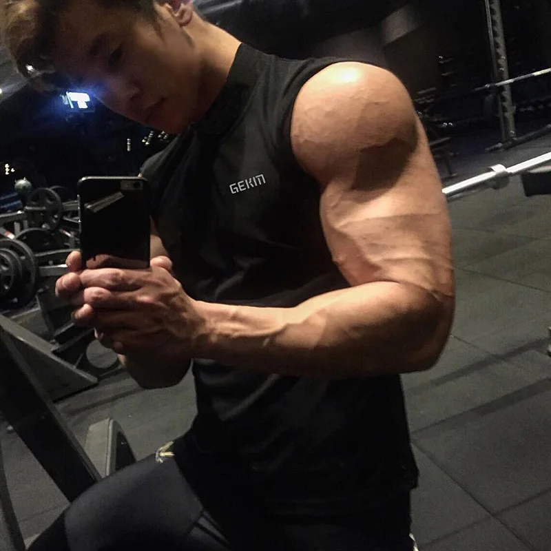 Men's High Collar Sleeveless Fitness Clothing Bodybuilding Muscle Undershirt Gym Running Singlets Sport Casual Tank Top Men Vest - Image 4