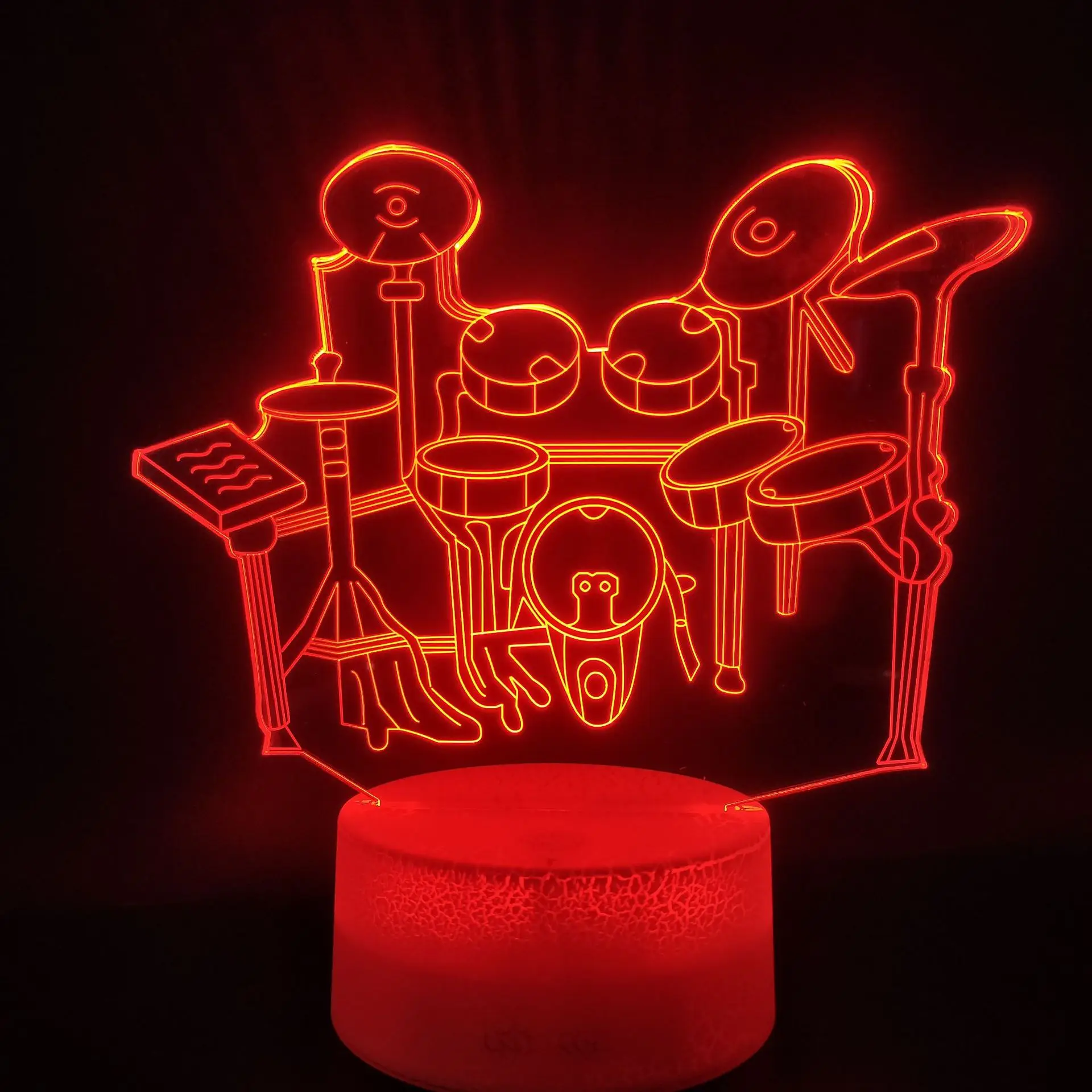Drum kit 3D Illusion Lamp Christmas Gift Night Light Beside Table Lamp 16 Colors Auto Changing Desk Decoration Lamps Birthday - Image 3