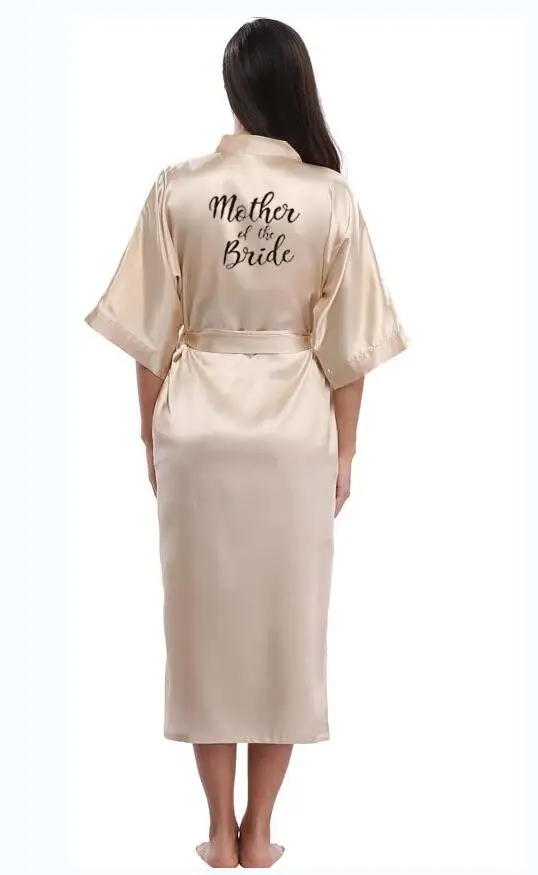 Bridesmaid champagne Large Plain Mother Bride Kimono Silk Satin Lace Night Dress Gown Wedding Robes Bathrobe Ladies Robe - Image 3