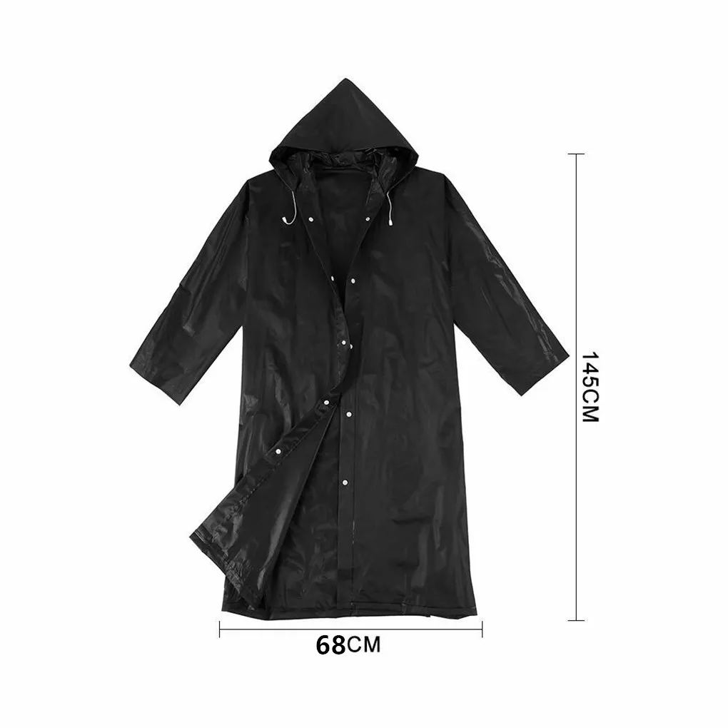 High Quality 1PC 145*68CM EVA Unisex Raincoat Thickened Waterproof Rain Coat Women Men Black Camping Waterproof Rainwear Suit - Image 6